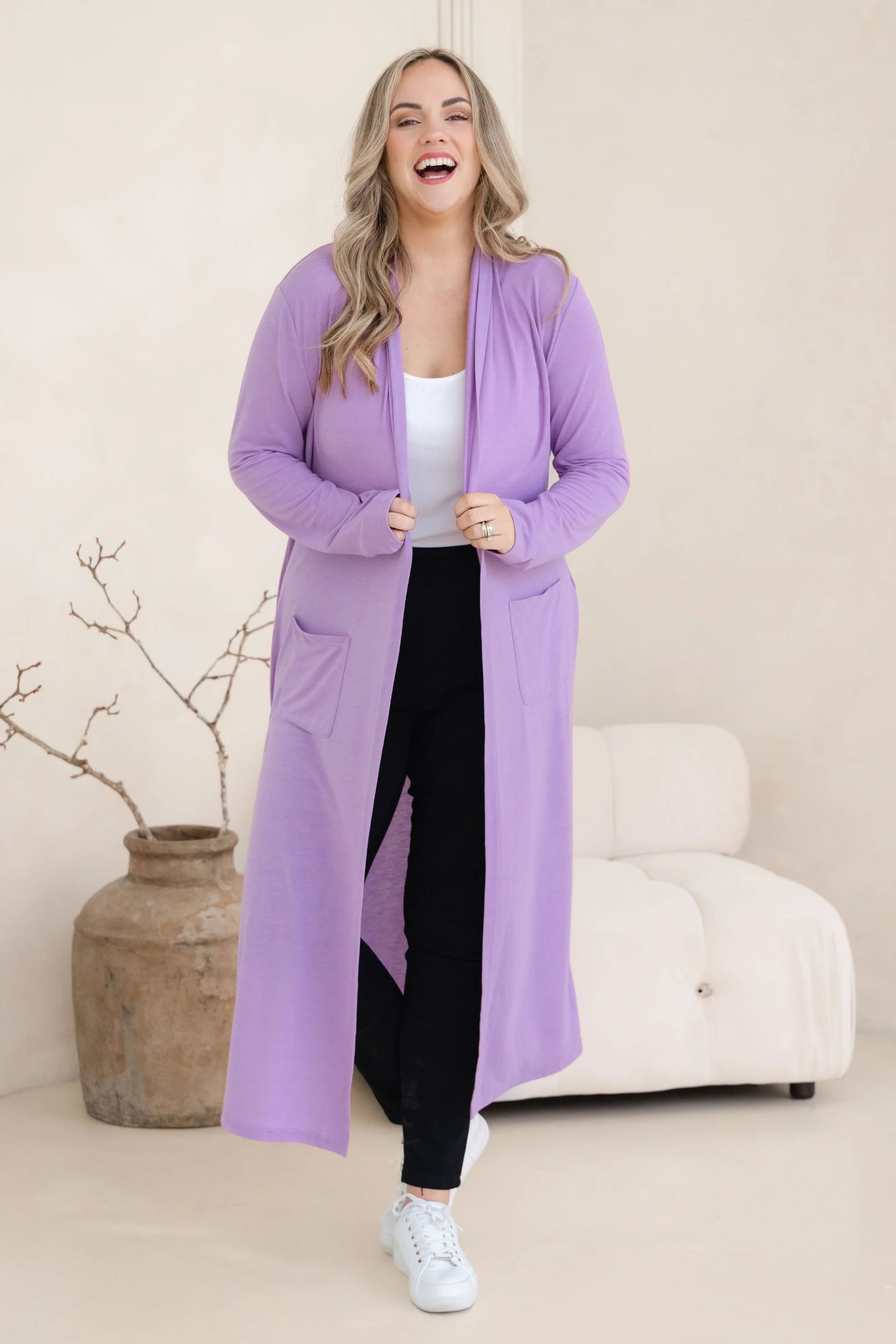 Jane Cardi Maxi Length in Lavender