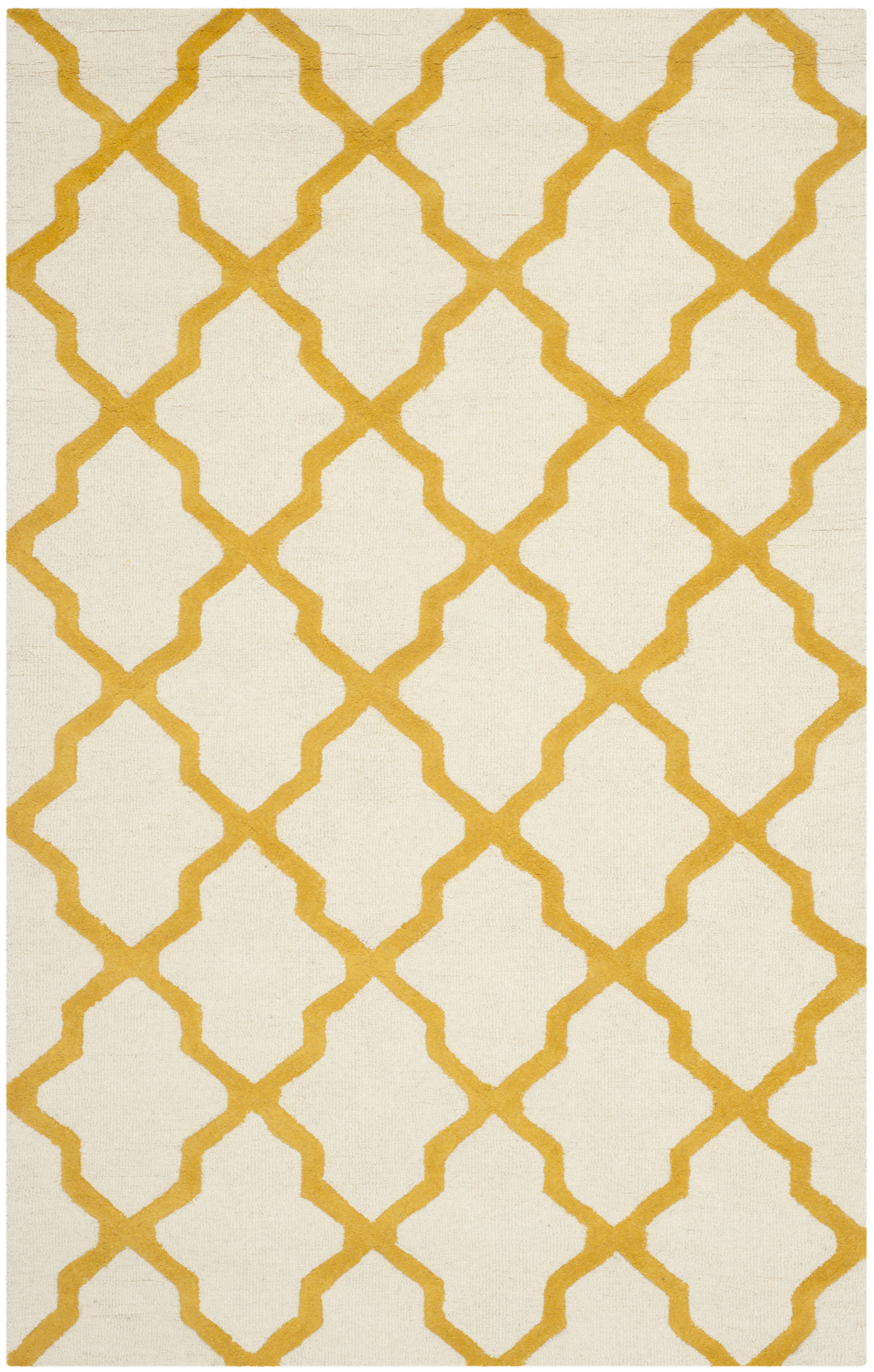 CAMBRIDGE - Tapis de salon interieur en ivoire & or, 152 x 244 cm