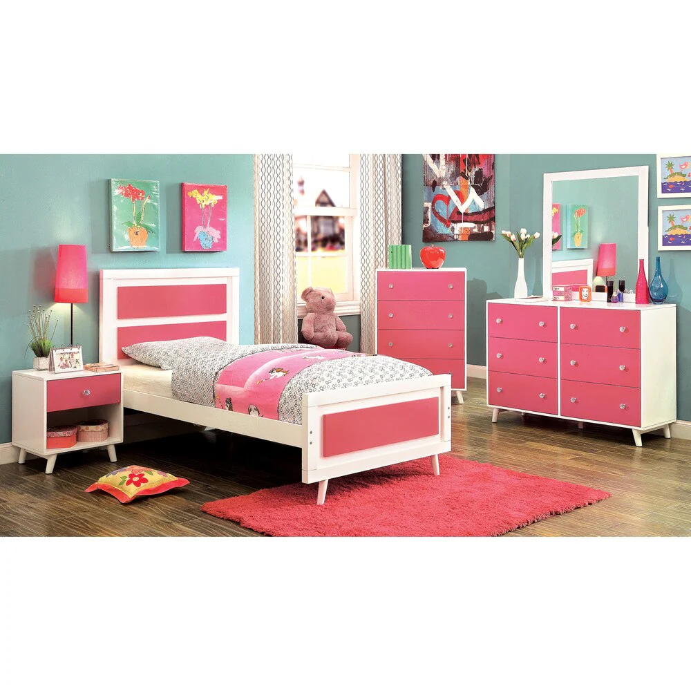 Furniture of America Kude Modern Pink Solid Wood 4-drawer Youth Chest