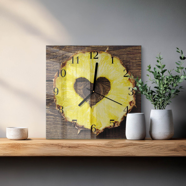 Stylowy zegar 30x30 Ananas cichy mechanizm salon