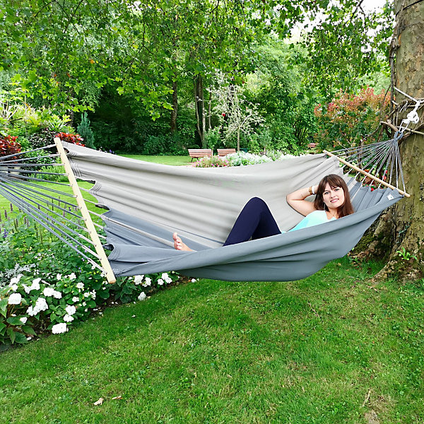 Hamac suspendu Graphik Jobek L. 300 cm x l. 140 cm gris anthracite