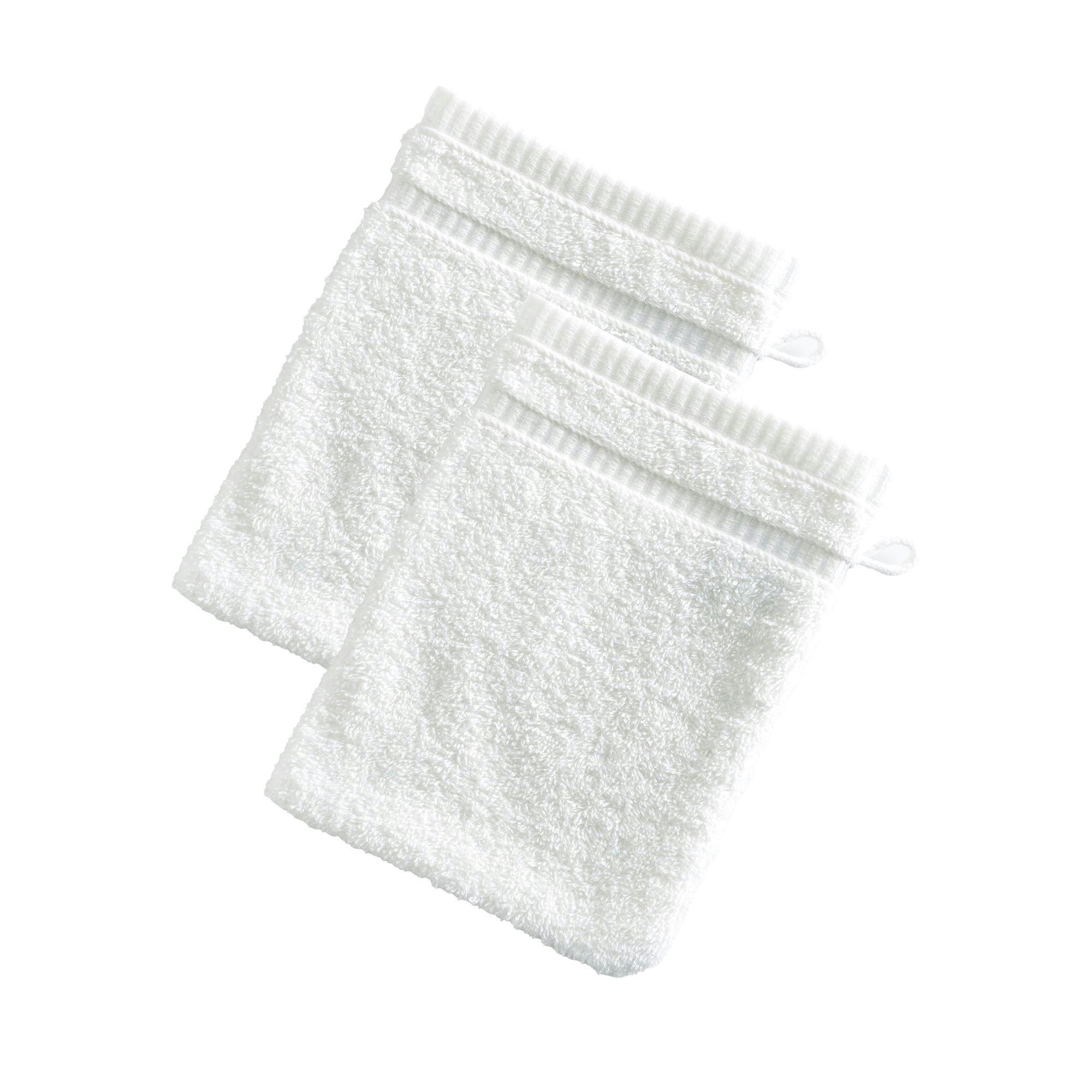 BANDESECHELLE - Lot de 2 gants de toilette 15x21 blanc cassé en coton 470 g/m²