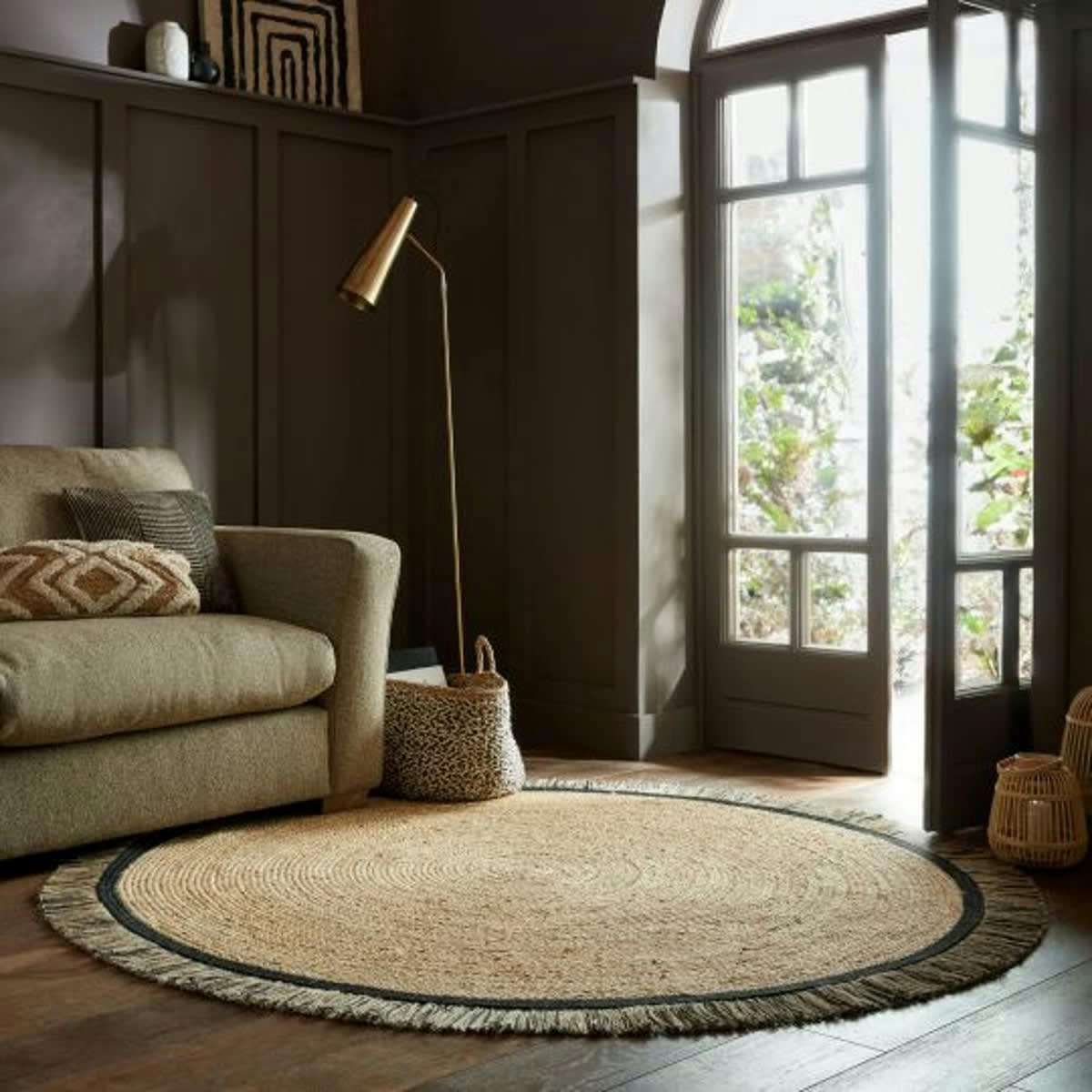 KANA - Tapis rond en jute noir 160x160 cm