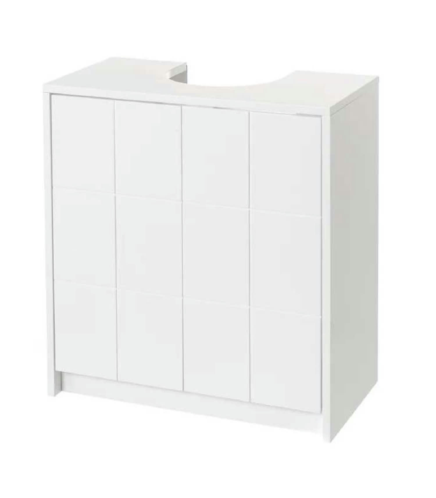 - Meuble salle de bain sous lavabo/vasque en bois blanc 2 portes