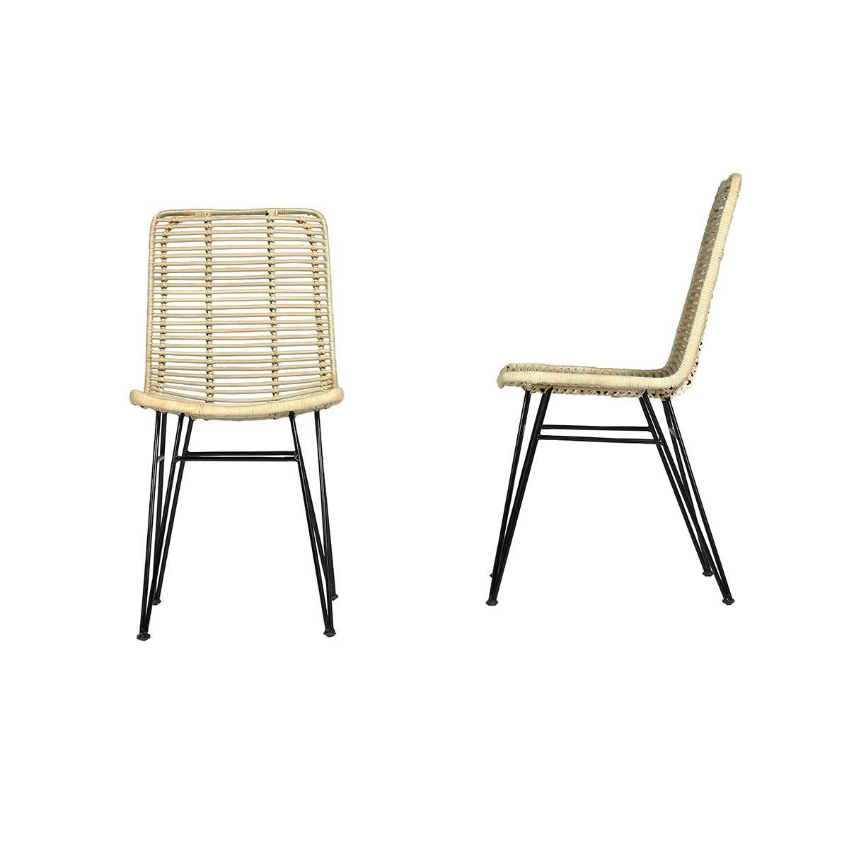 BOHEMA - 2 chaises en rotin et métal