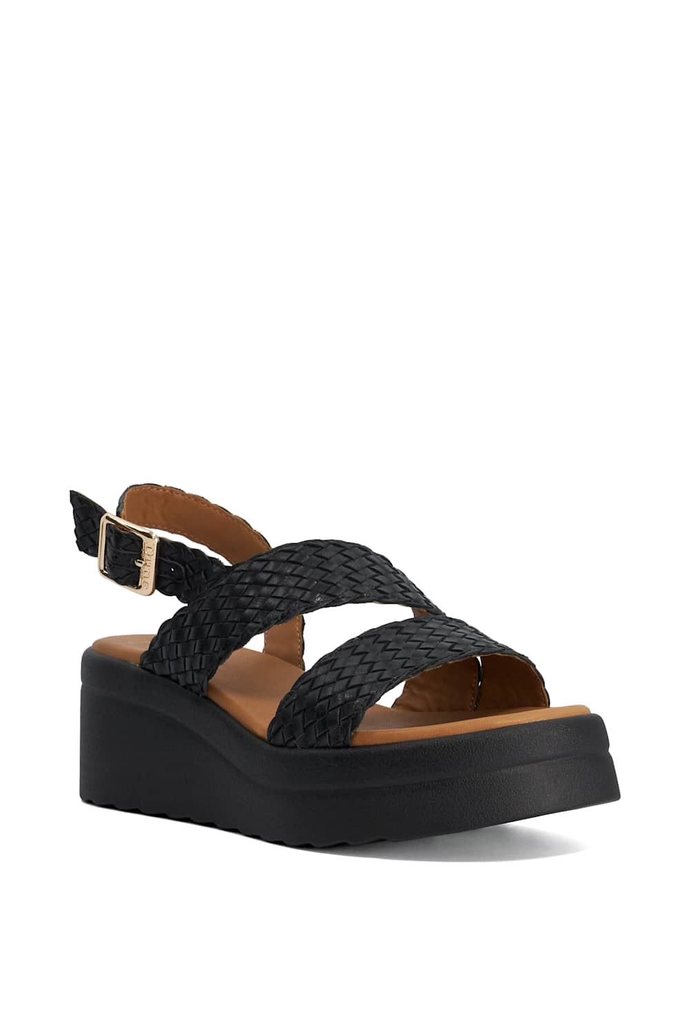 Dune London Wide Fit 'Kerbie' Leather Wedges