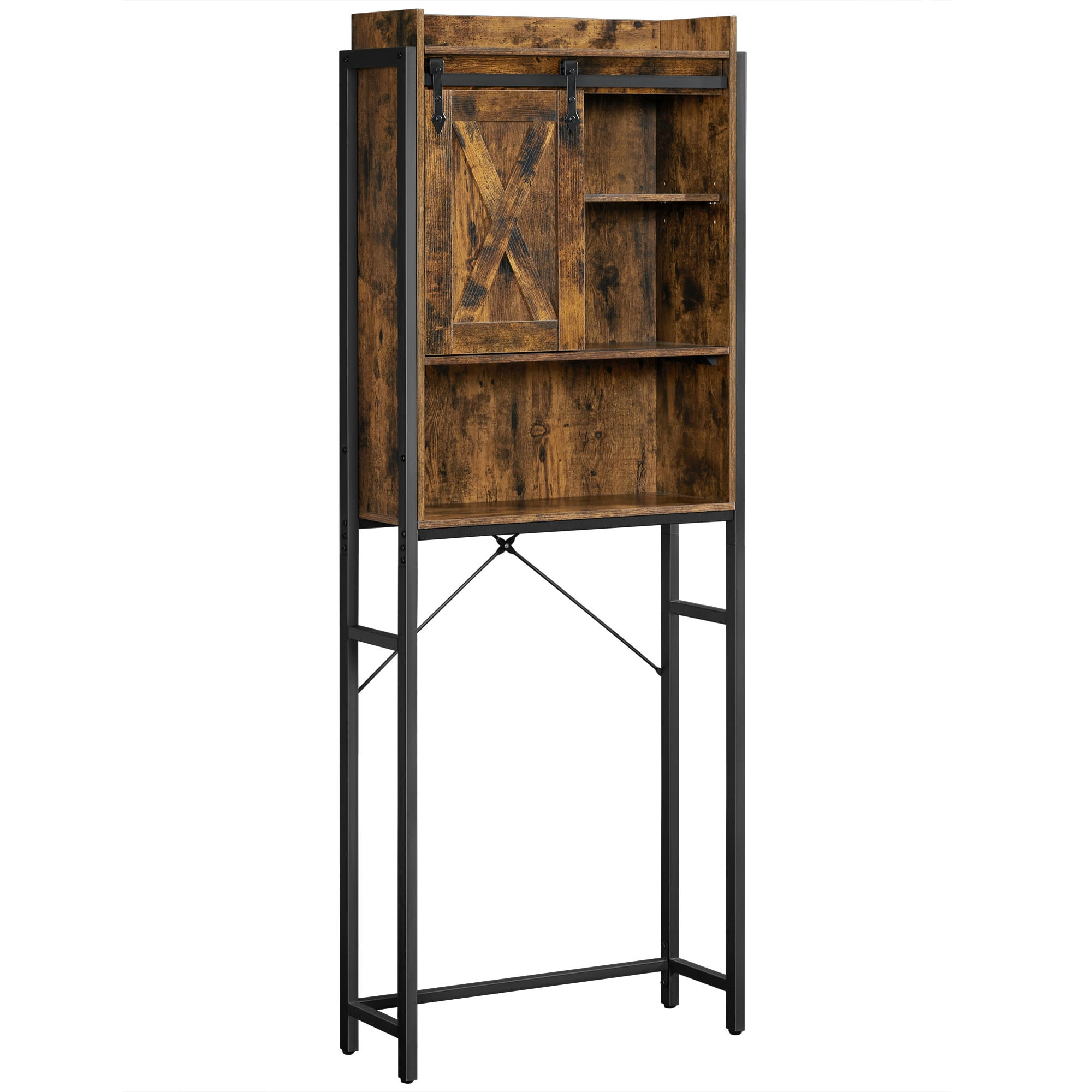 - Étagère WC style industriel effet bois marron rustique