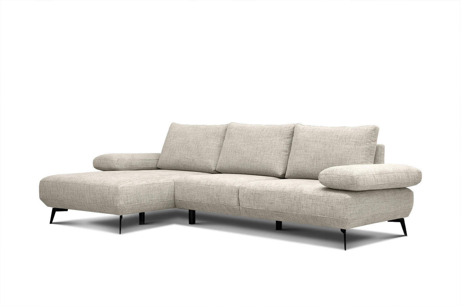 MELLO - Canapé d'angle gauche 4 places tissu beige