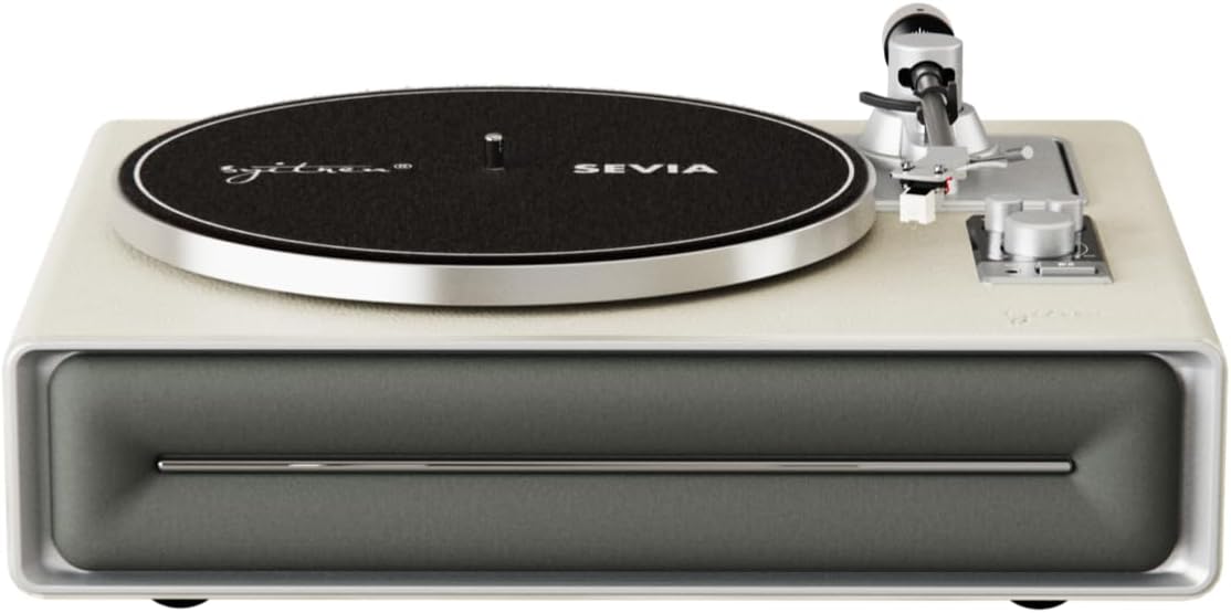 SEVIA Record Player Vintage Turntable for Vinyl Records with Built-in Speakers Bluetooth Retro Phonograph