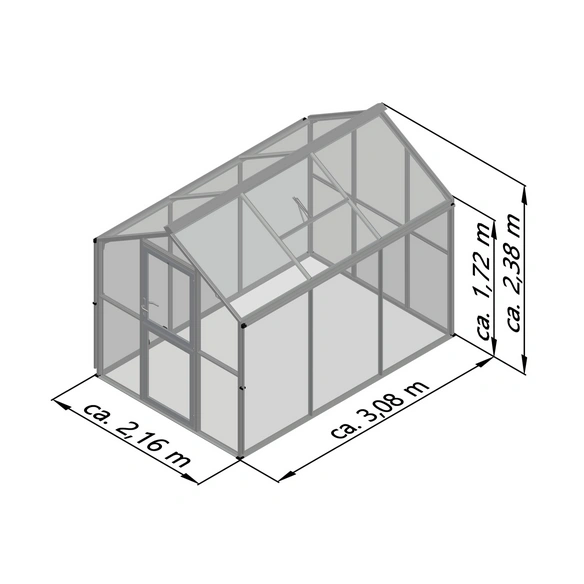 Gewächshaus »Galant«, BxLxH: 2,16 x 3,08 x 2,38 m, 6,65 m², abschließbar