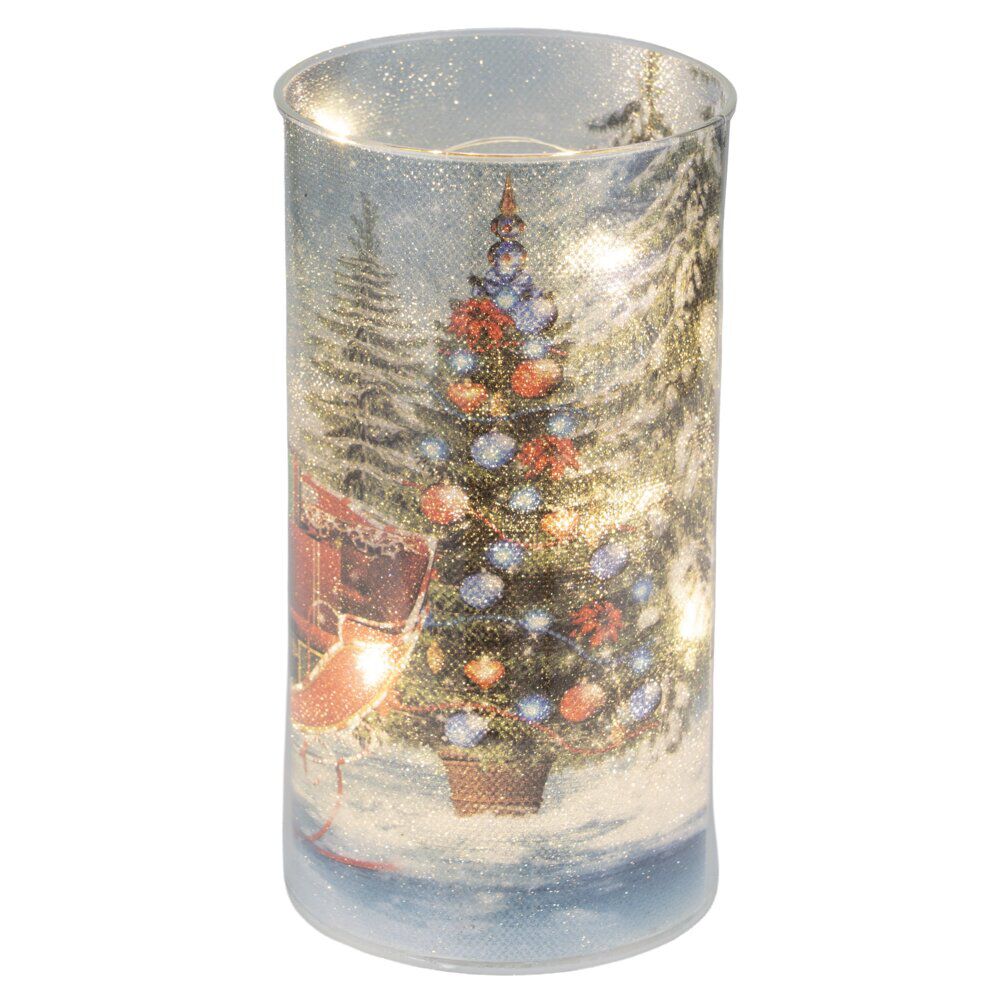 Bougie LED décor No&euml;l traditionnel Ø8xH15cm (2 modèles)