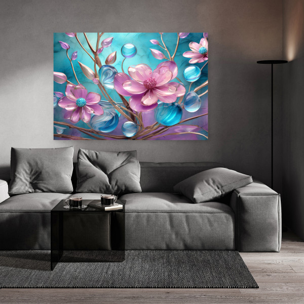 Feeby Obraz na płótnie, Kolorowe kwiaty szkło abstrakcja 60x40