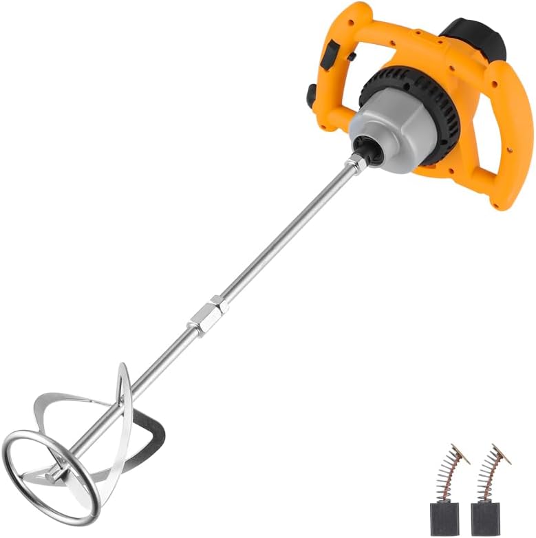 Hoteche 1200W Handheld Power Cement Mixer, 6-Variable Speed Electric Concrete Mixer, Heavy Duty Portable Mortar Mixer, Pro Drill Mixer for Mud, Thinset, Grout, Paint & Plaster