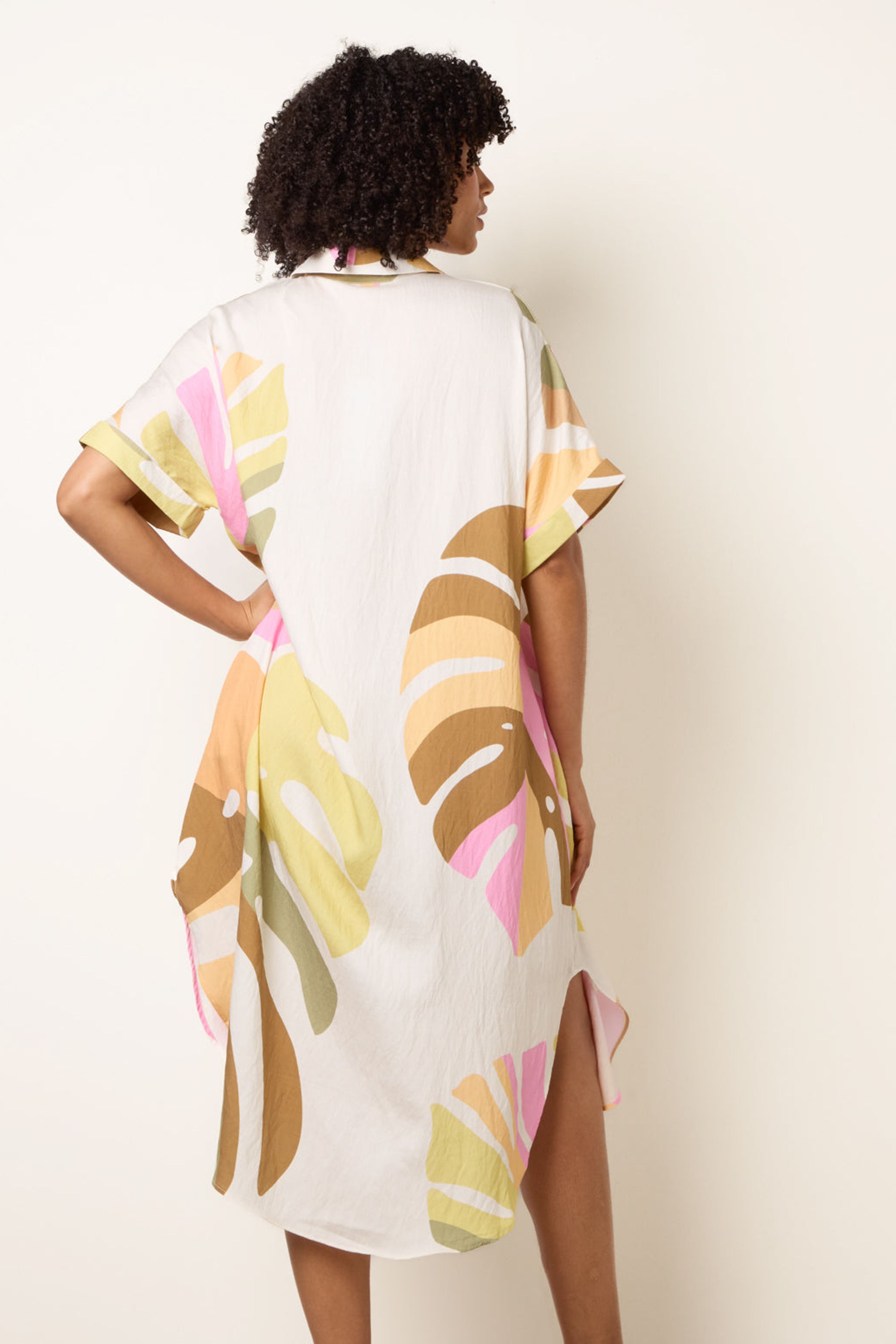 Blue Vanilla Multi Vibrant Oversized Shirt Midi Dress