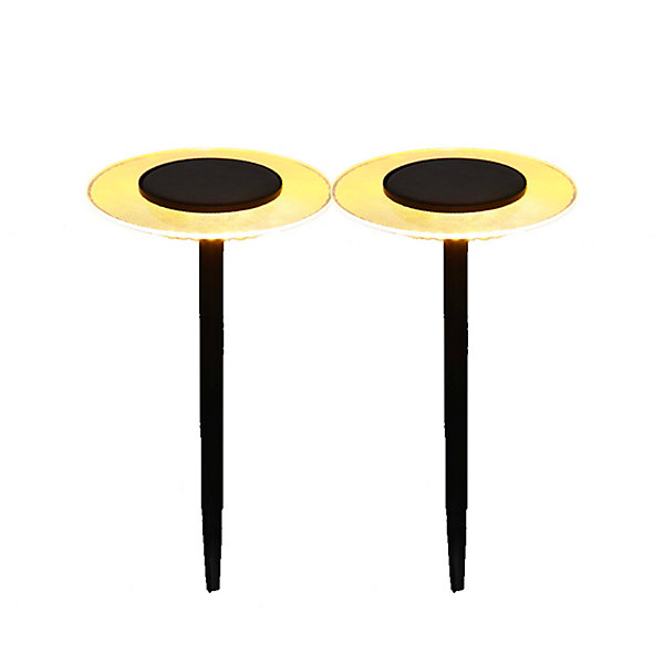 Lot 2 balises solaires LED blanc chaud IP44 8lm L.16 x l.16 x H.35 cm acier noir