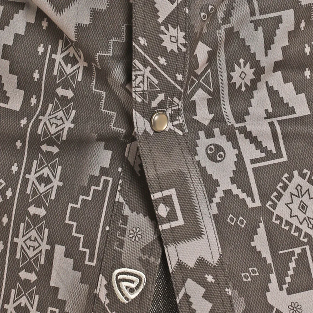 Рубашка с длинными рукавами и кнопками в стиле рок-н-ролл из денима с ацтекским принтом 