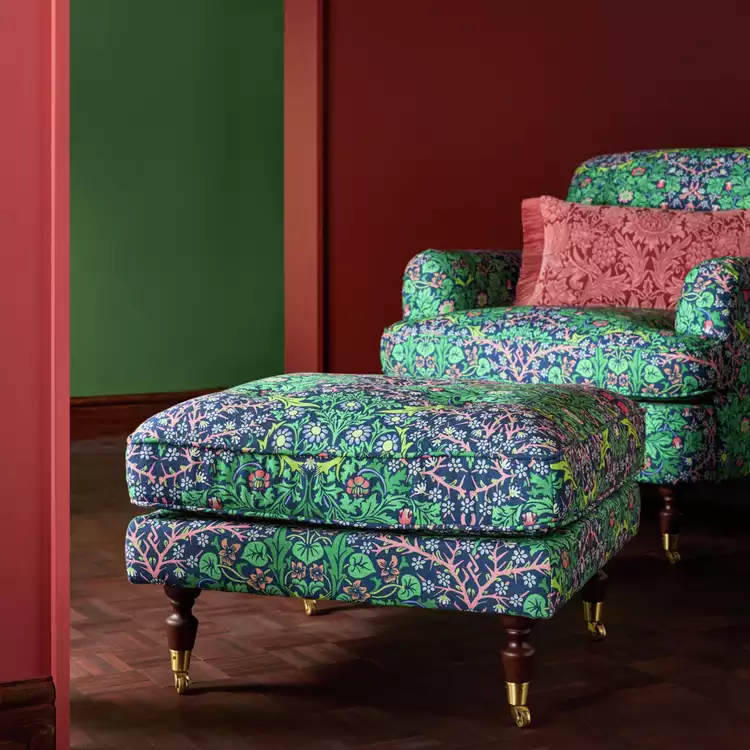 Habitat x Morris & Co. Merton Blackthorn Fabric Footstool