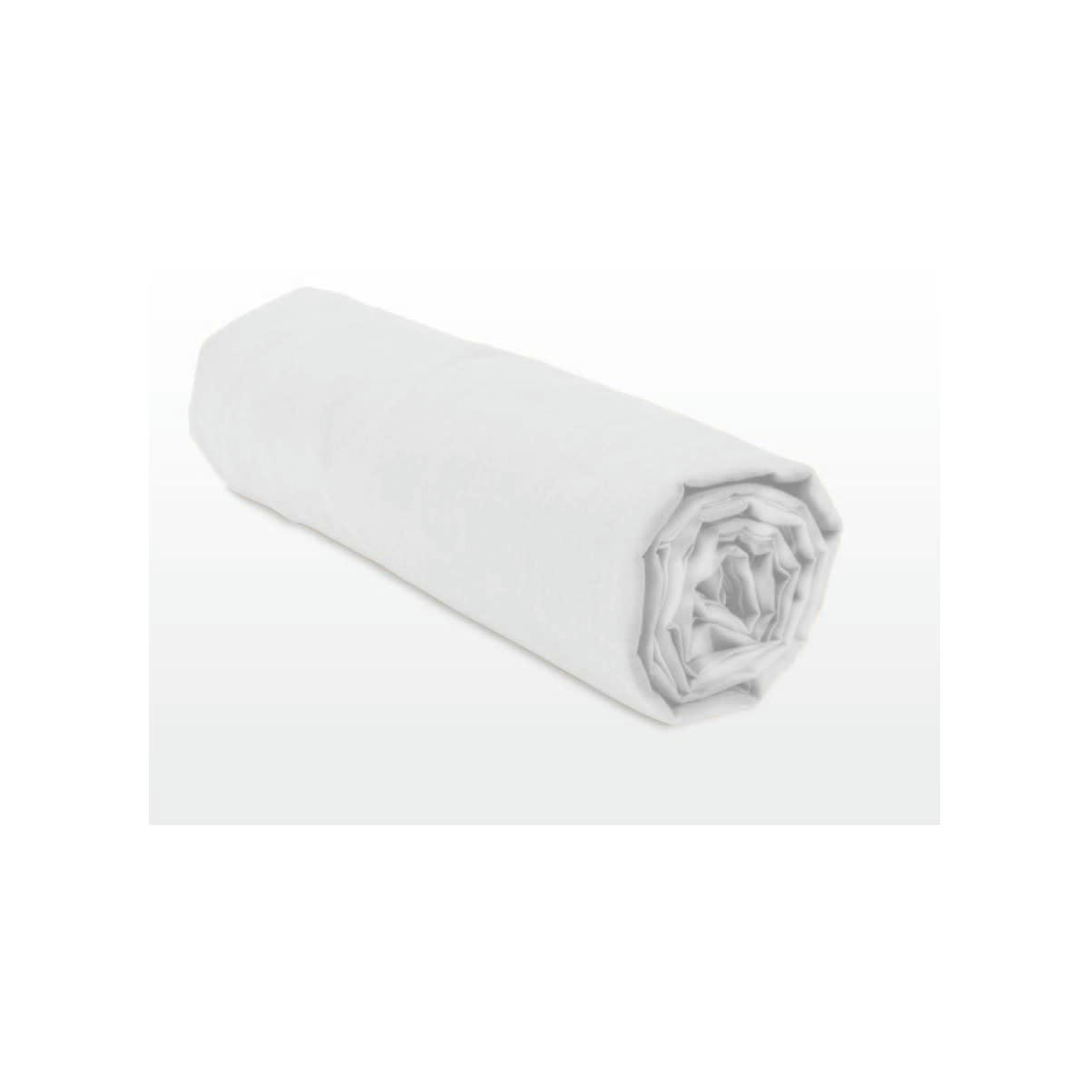 5 - Drap Housse bonnet 25cm coton blanc 180x200 cm