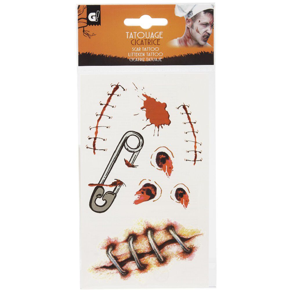Kit tatouages cicatrices Halloween (4 modèles)