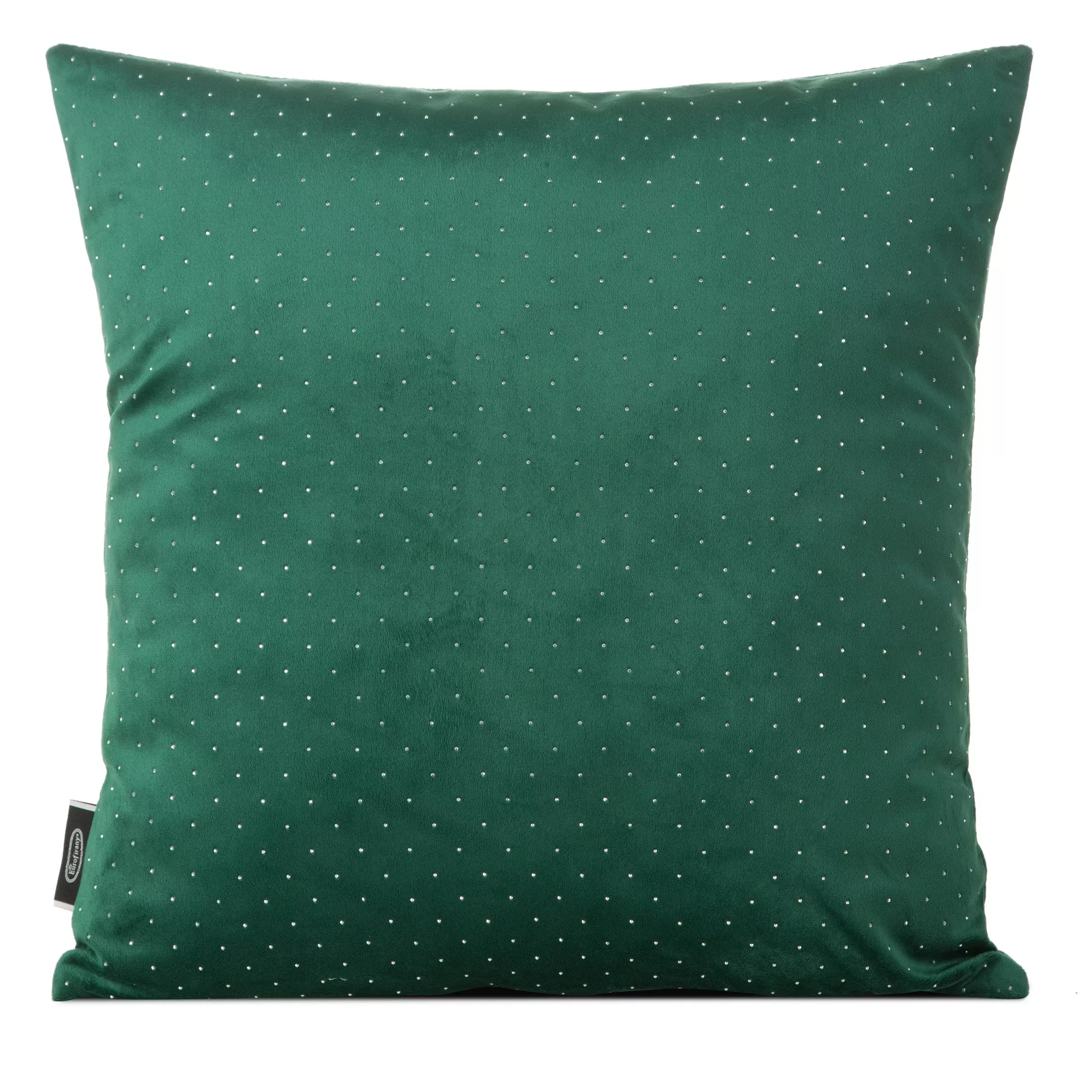 Poszewka na poduszkę 45x45 cm welwetowa kolor ciemnozielony zdobiona diamencikami ARIADNA
