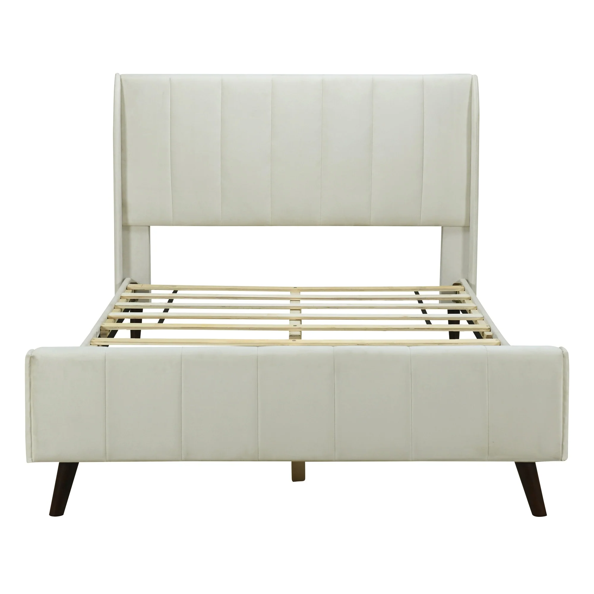 Full Size Velvet Upholstered Wingback Platform Bed