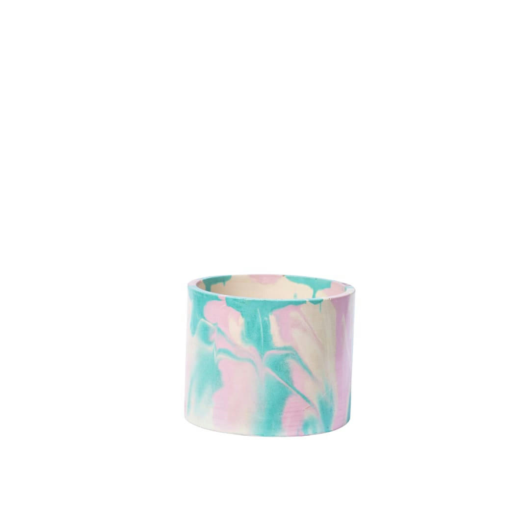 CACHE-POT XXL TIE&DYE - Cache-pot xxl tie&dye en béton rose et turquoise