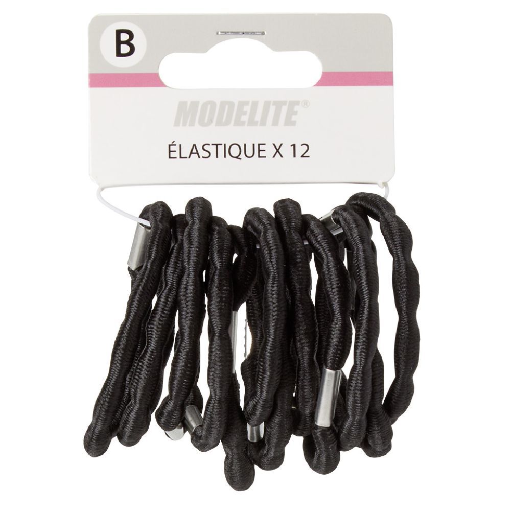 élastique latex ondulé noir x12