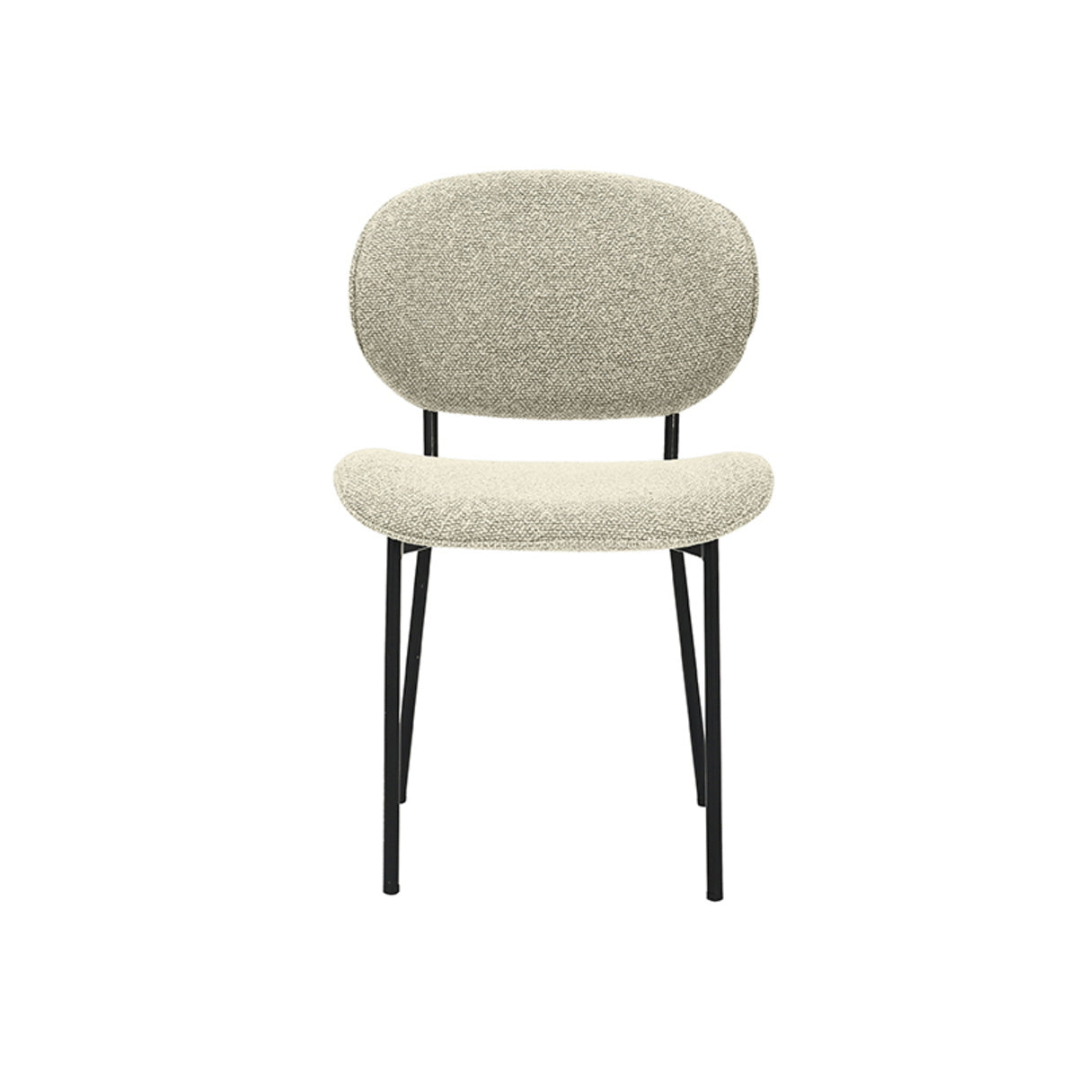 LABEL51 Eetkamerstoel Senn - Naturel/Zwart Bouclé - Set van 2