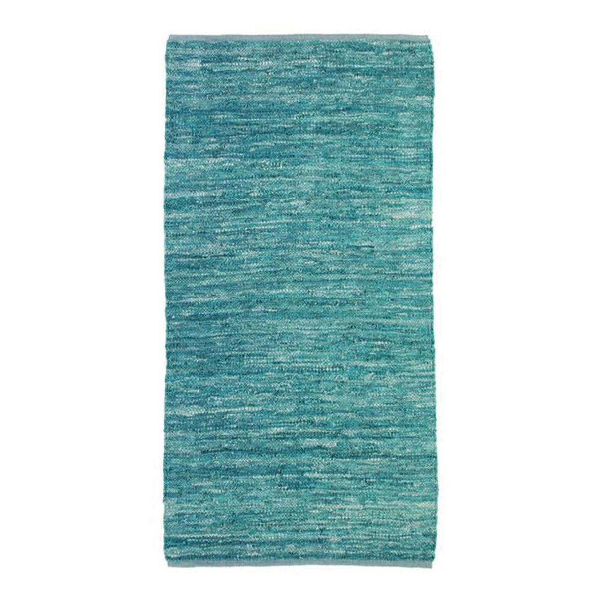 SKIN - Tapis en cuir tressé bleu clair 60x120