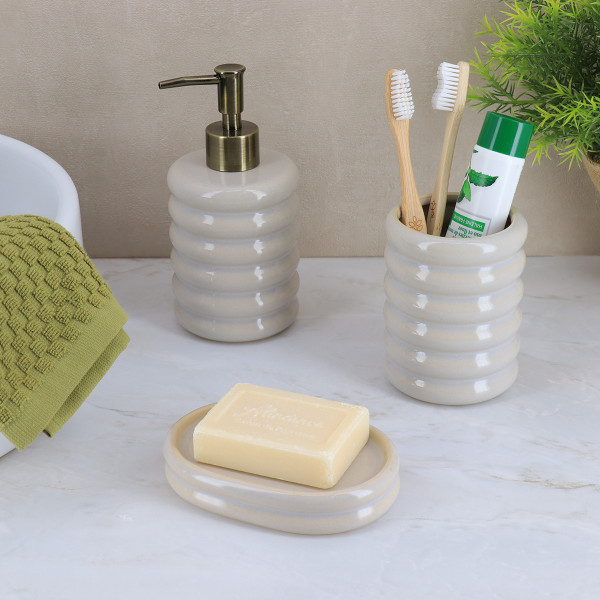 Mydelniczka łazienkowa Olive ceramiczna beżowa stylowa