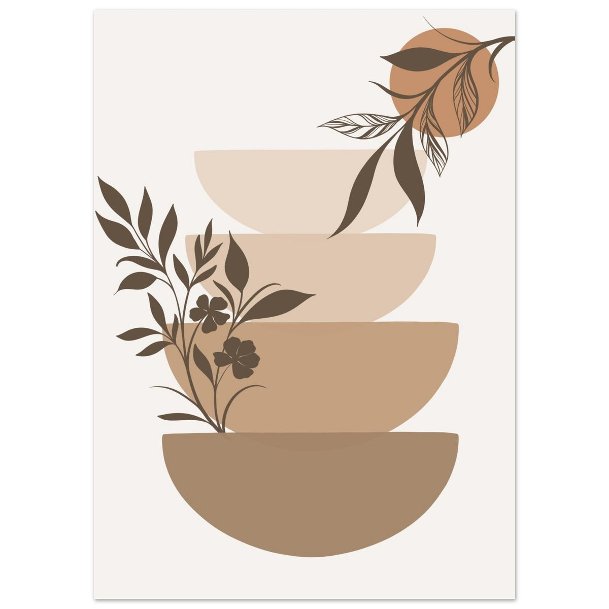 Artfulprints Poster Boho – Botanical stack  - 50x70 cm - Bruin