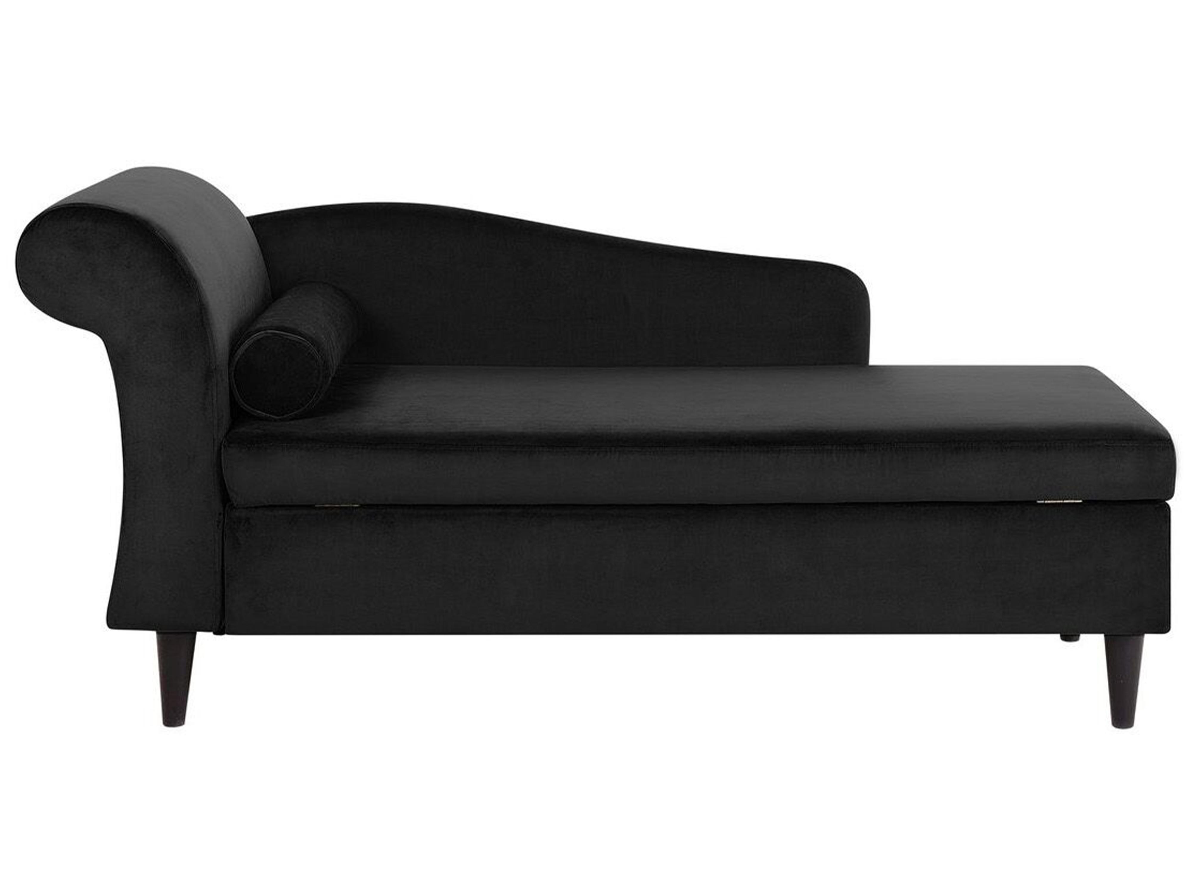 Left-Hand Chaise Longue LUIRO Velvet Black with Storage