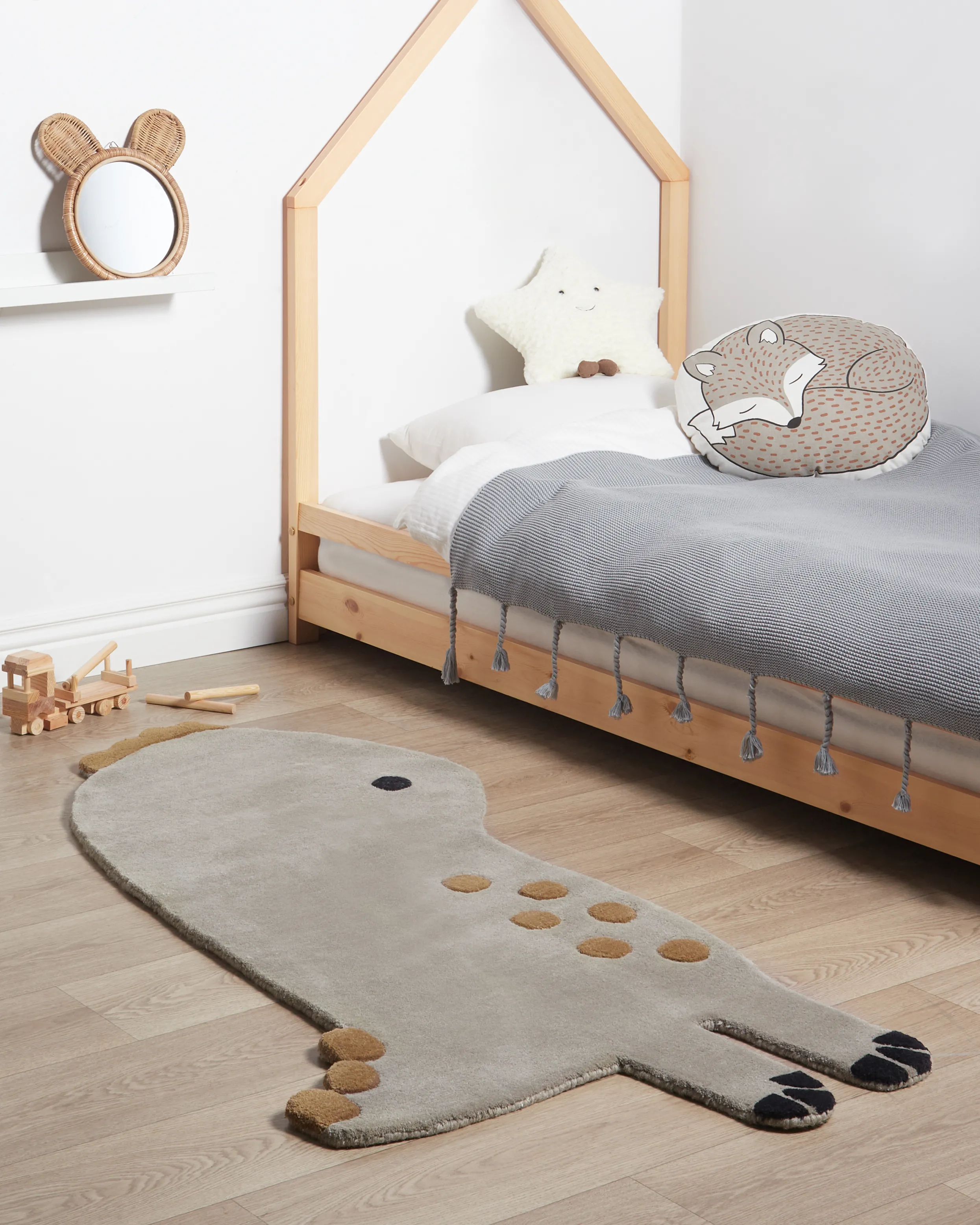 Kids Rug DINO Grey 100 x 160 cm Wool