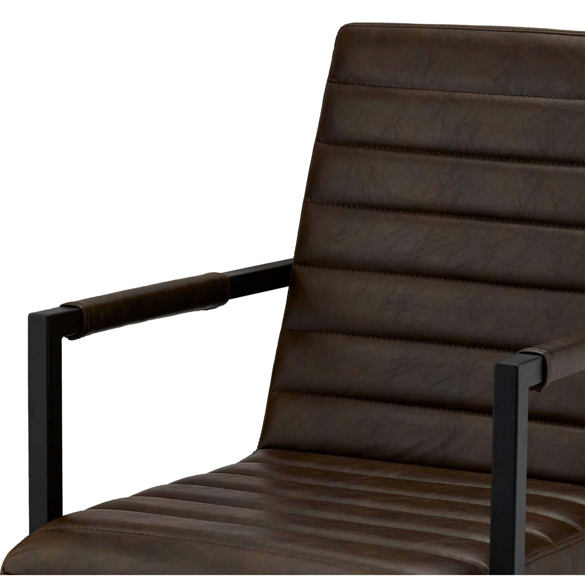 FANNY - Lot de 2 chaises avec accoudoirs en simili marron foncé