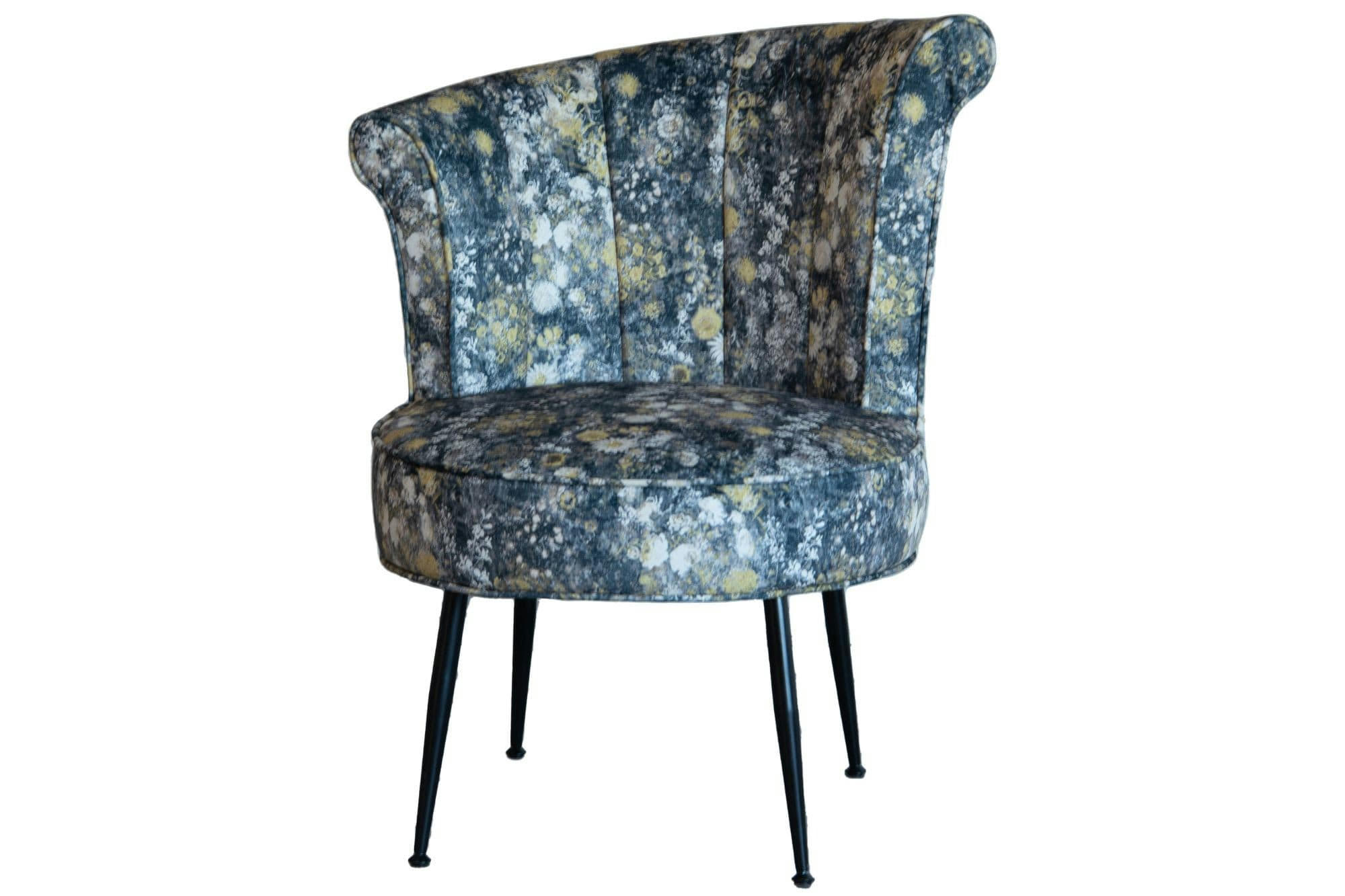 BAKER - Fauteuil vintage en velours aux motifs floraux