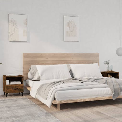 NNEVL Bedside Cabinets 2 pcs Smoked Oak Engineered Wood