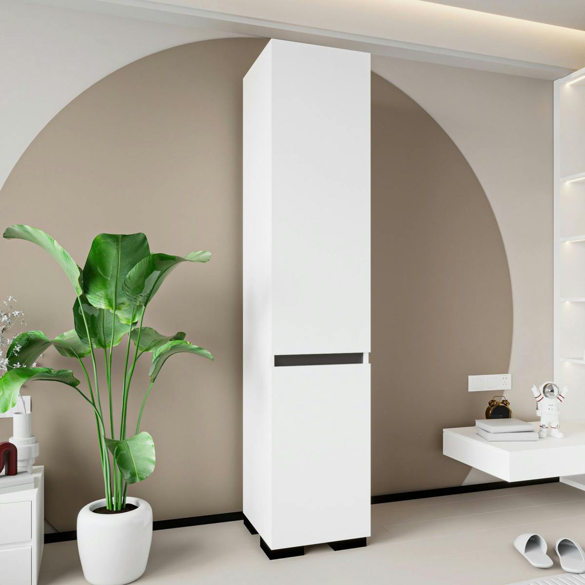Colonne de rangement design blanche et grise BYRON