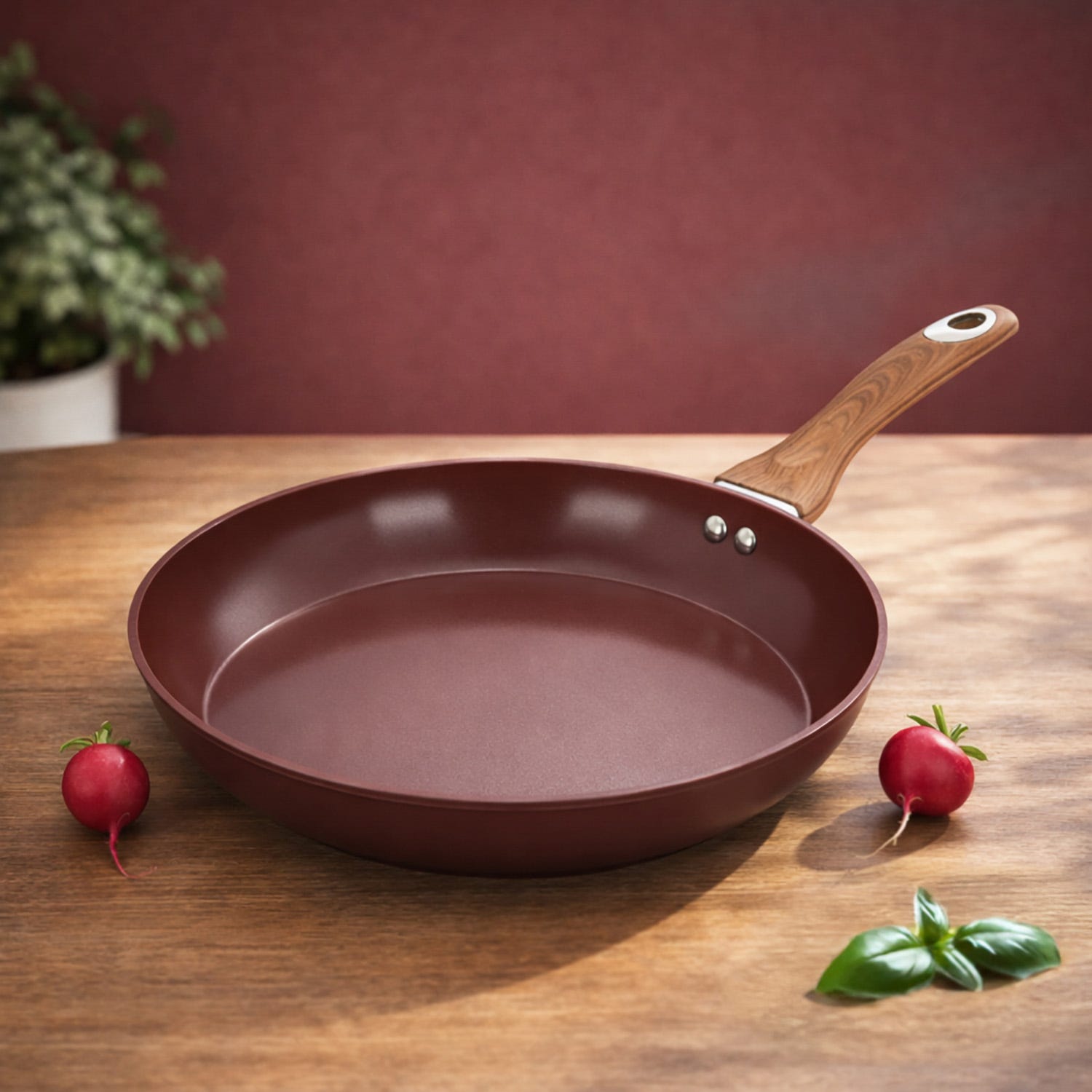 Padella 30 cm in ceramica burgundy New Ceramic