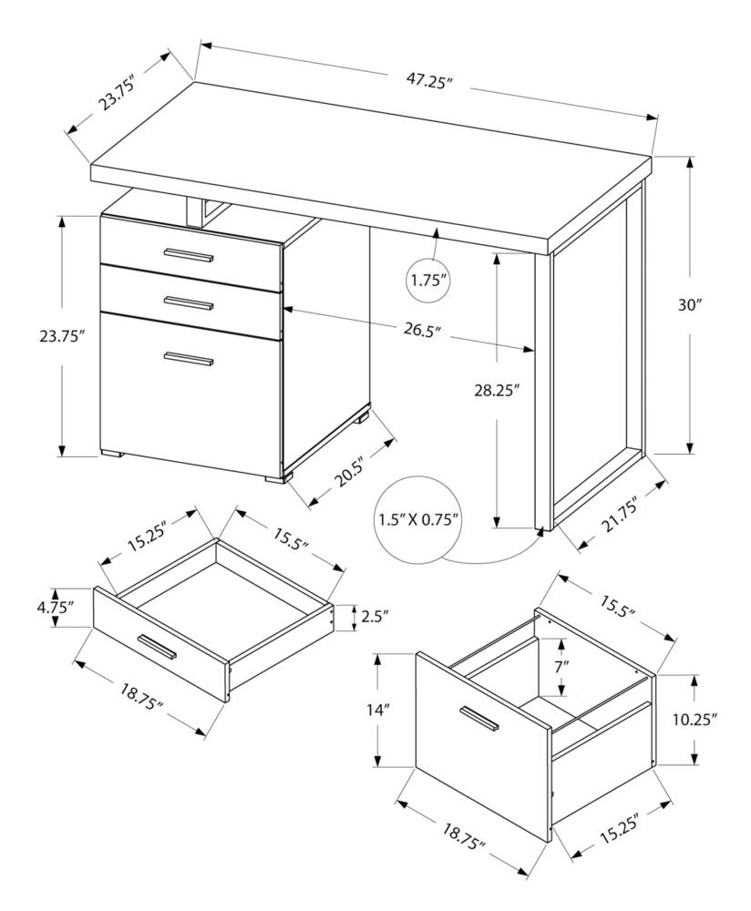 Monarch Specialities Floating Concrete Computer Desk