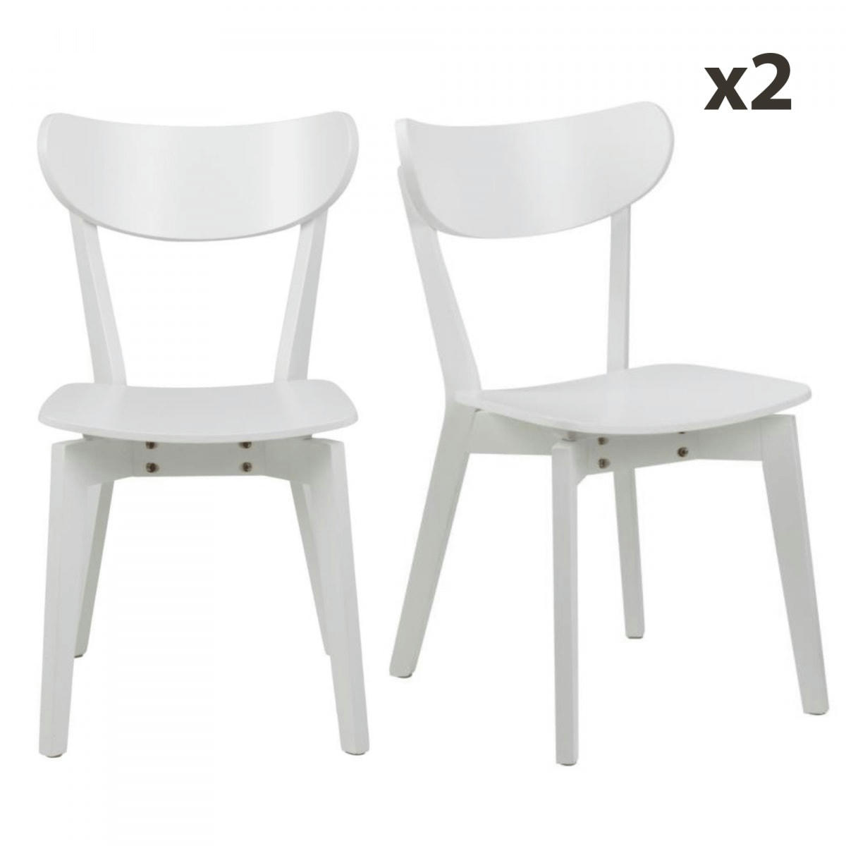ROXIF - Lot de 2 chaises modernes en bois blanc