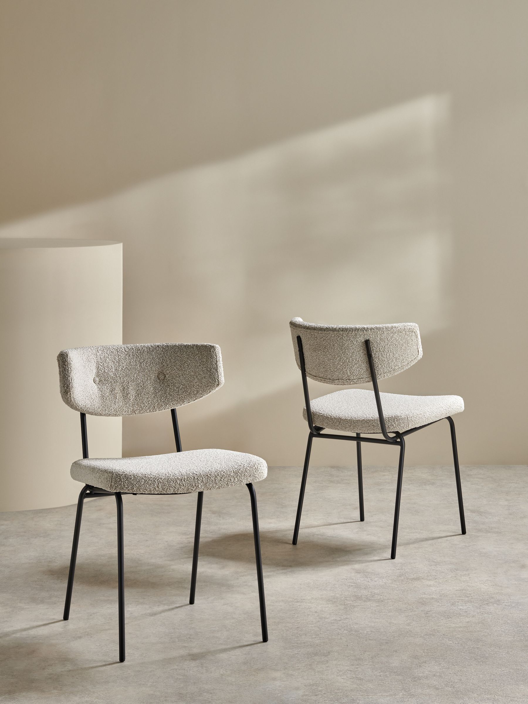 Set of 2 Halina Dining Chairs in White Boucle