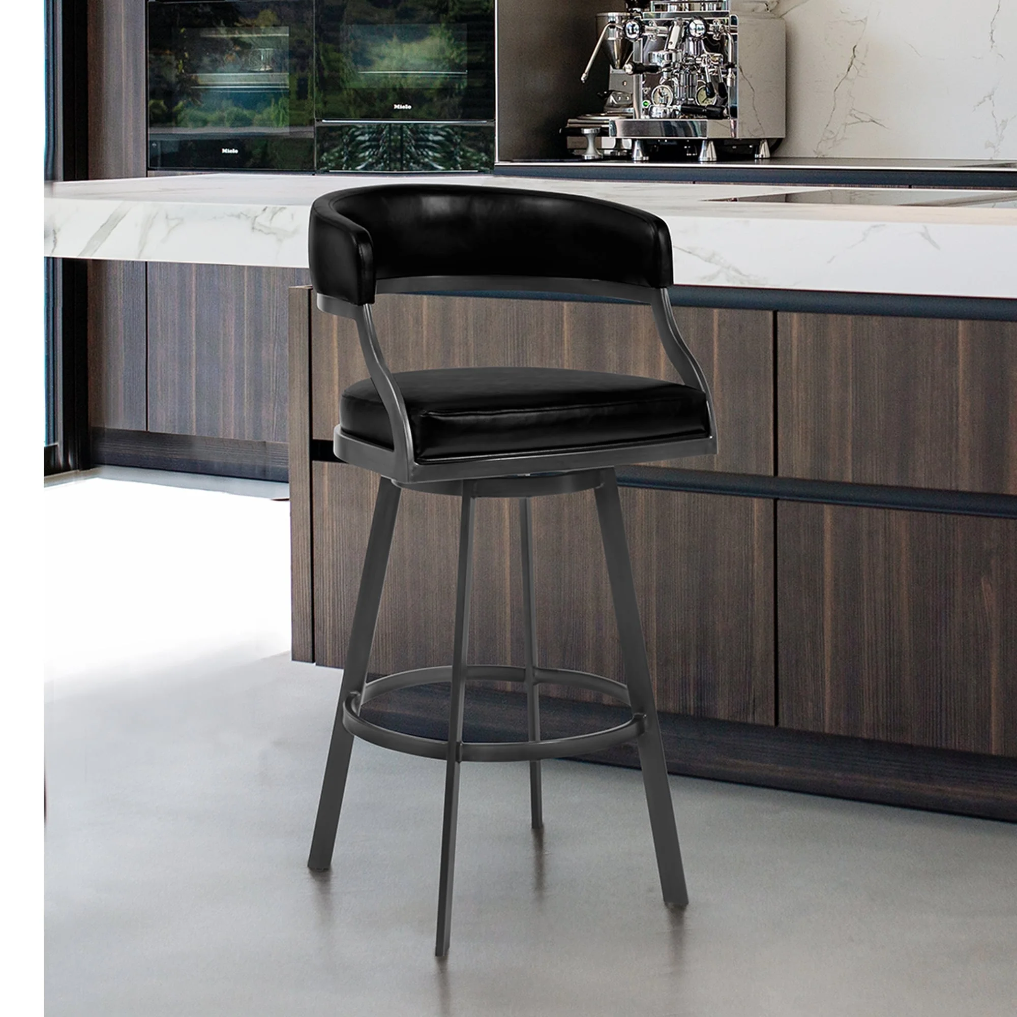 Dione Upholstered Bar or Counter Height Swivel Stool