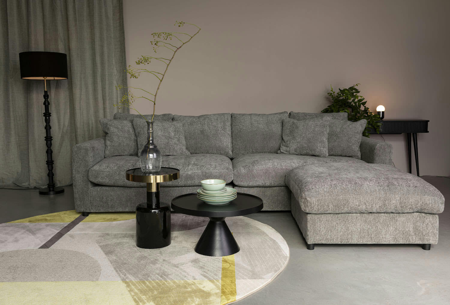 SENSE - Pouf en tissu gris  L 92