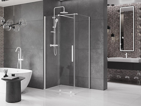 Mexen Velar cabine de douche coulissante 140 x 100 cm, transparent, blanc - 871-140-100-01-20