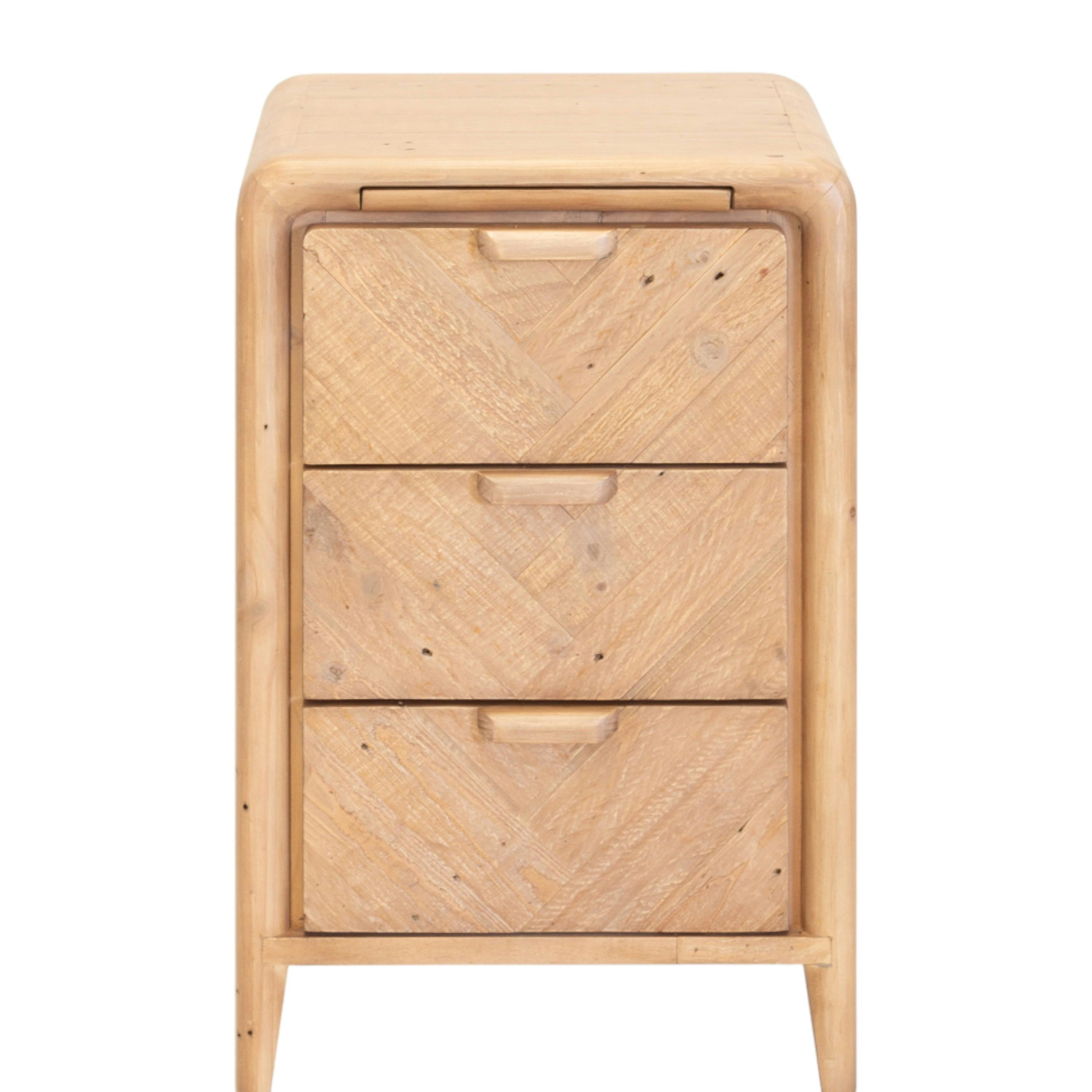 Table de chevet 3 tiroirs bois recyclé KEARNEY