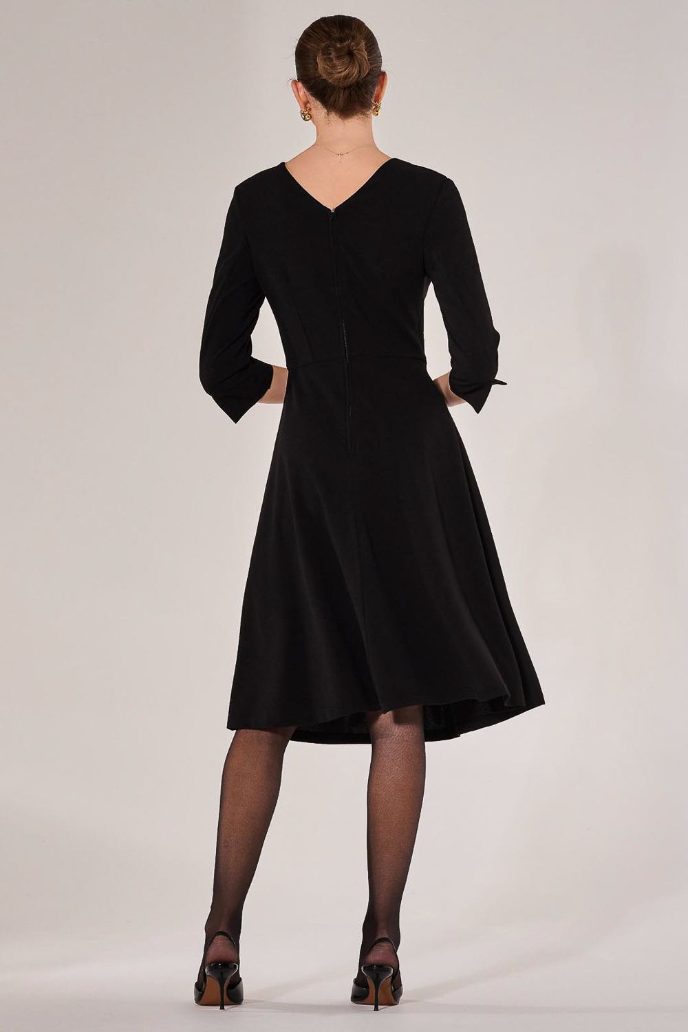 Jolie Moi Round Neck 3/4 Sleeve Midi Dress