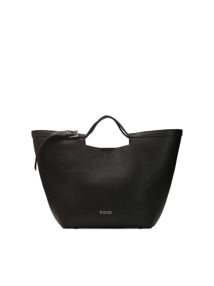 Large black trapeze-shaped shoulder bag