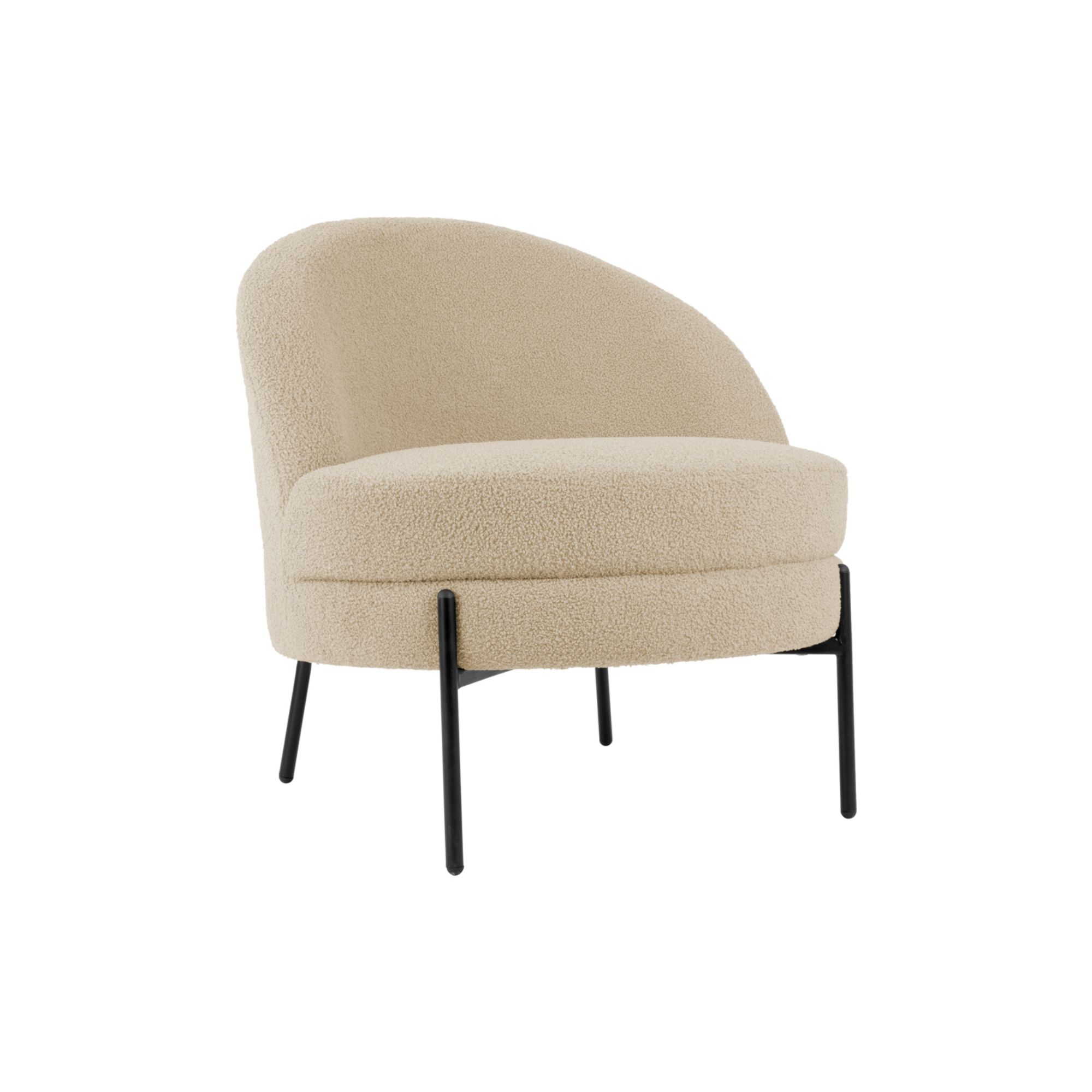 Leitmotiv stoel Noble Teddy Curl - beige - 75x73x73cm
