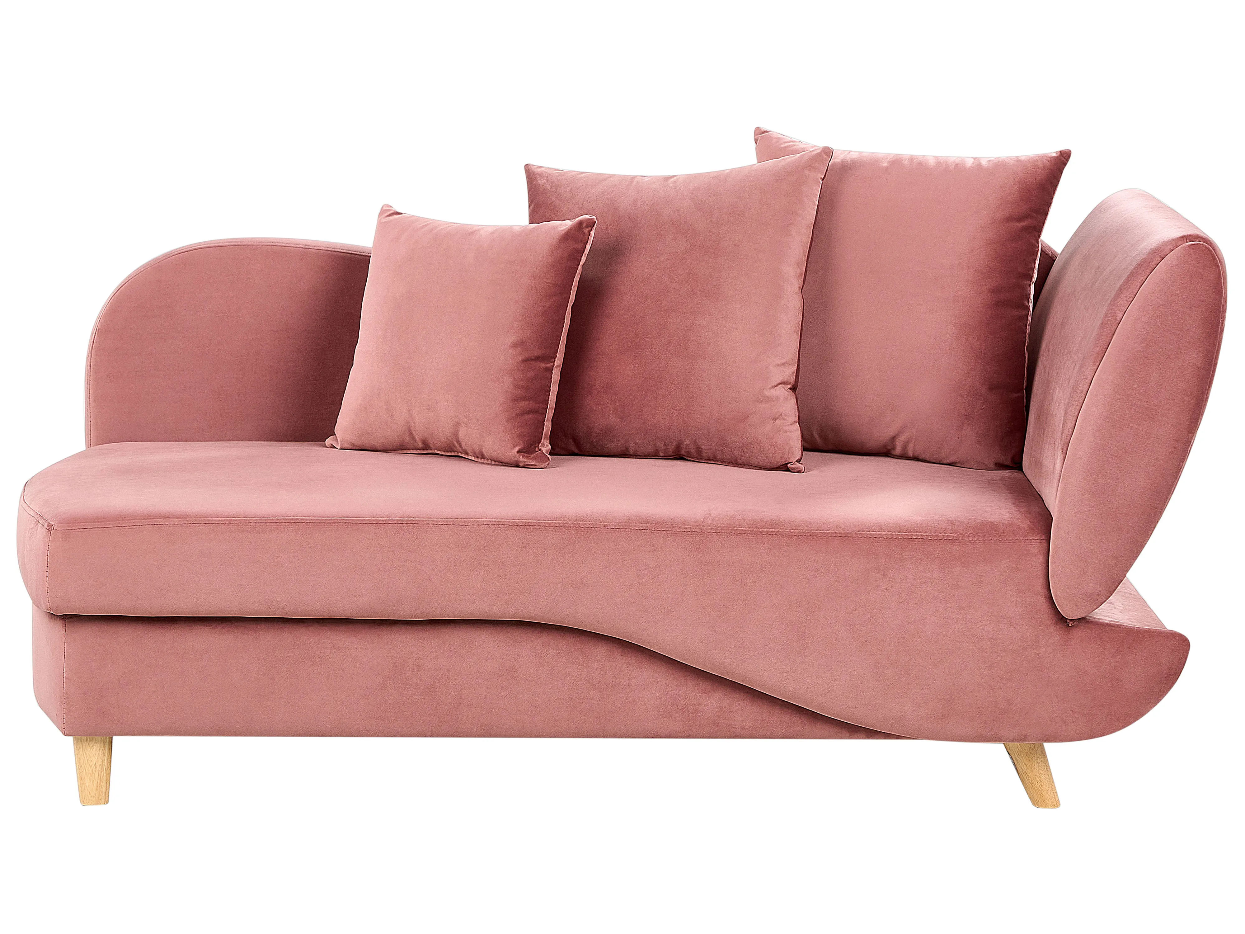 Left-Hand Chaise Longue MERI Velvet Pink with Storage
