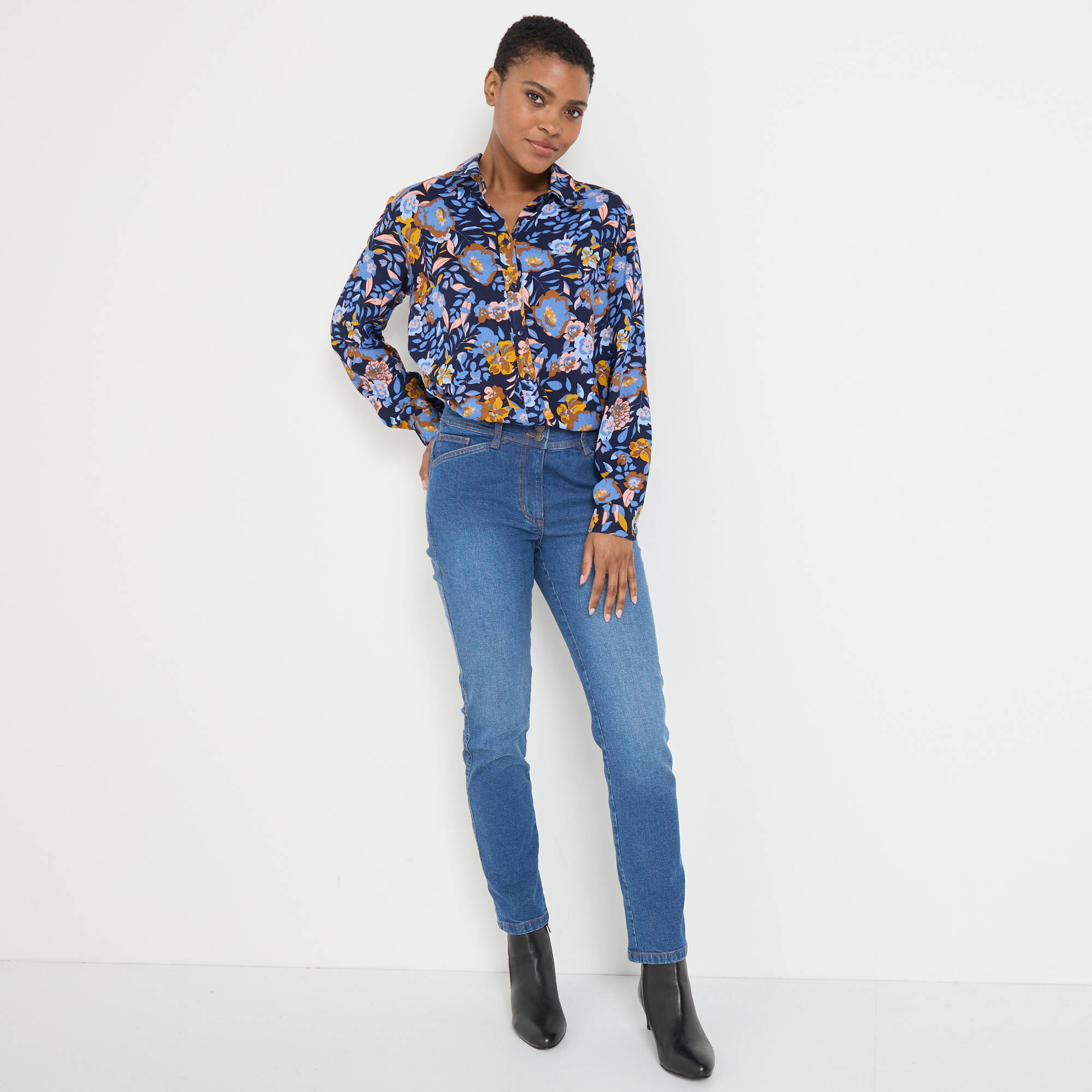 Chemisier boutonné imprimé fleurs
